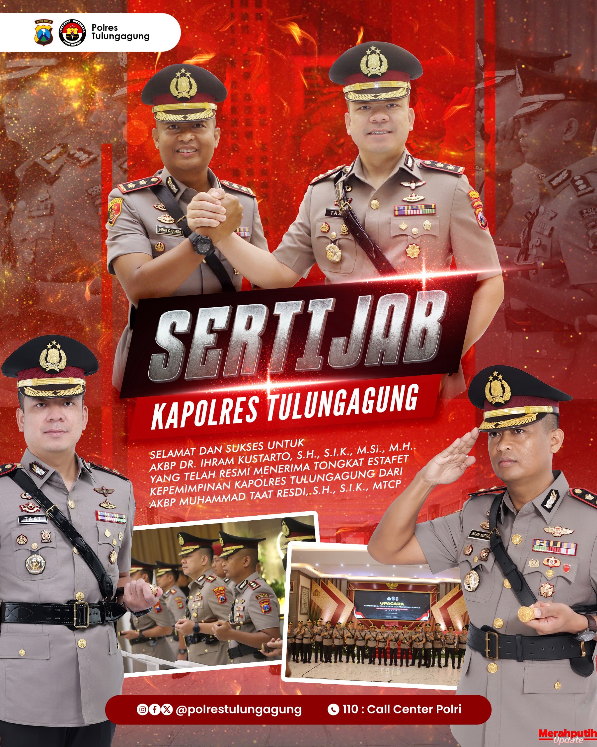 Kapolres Tulungagung Resmi Berganti, Acara Sertijab Dilakukan di Polda Jawa Timur
