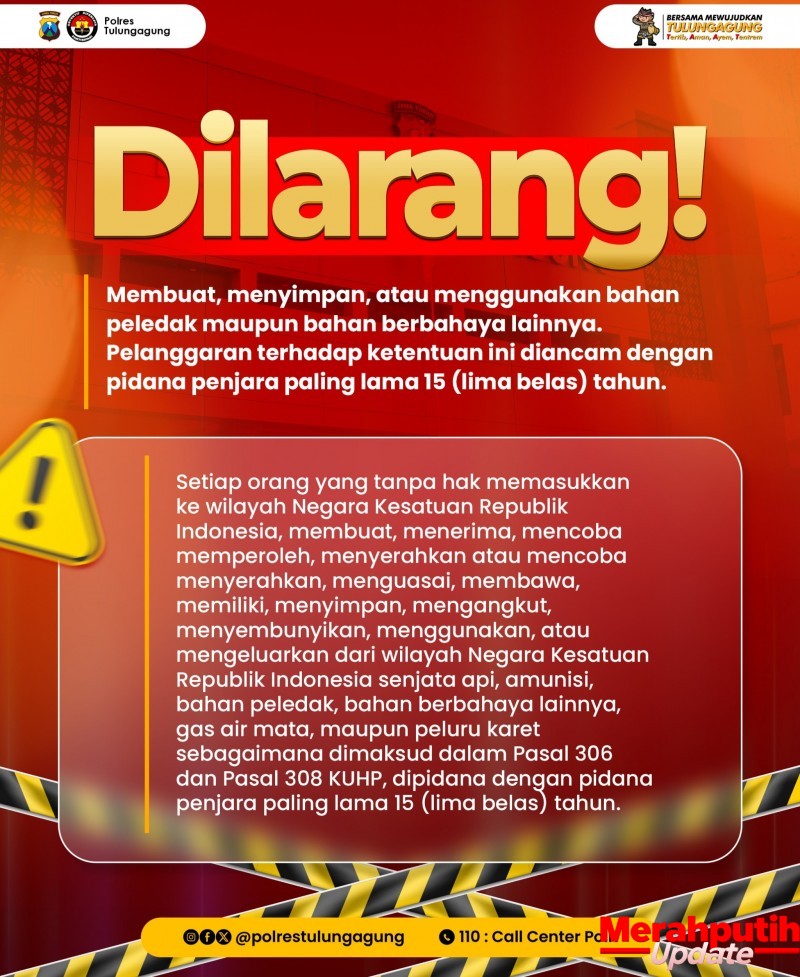 Tegaskan Aturan Main! Polres Tulungagung Larang Keras Penyalahgunaan Bahan Peledak dan Senjata Api