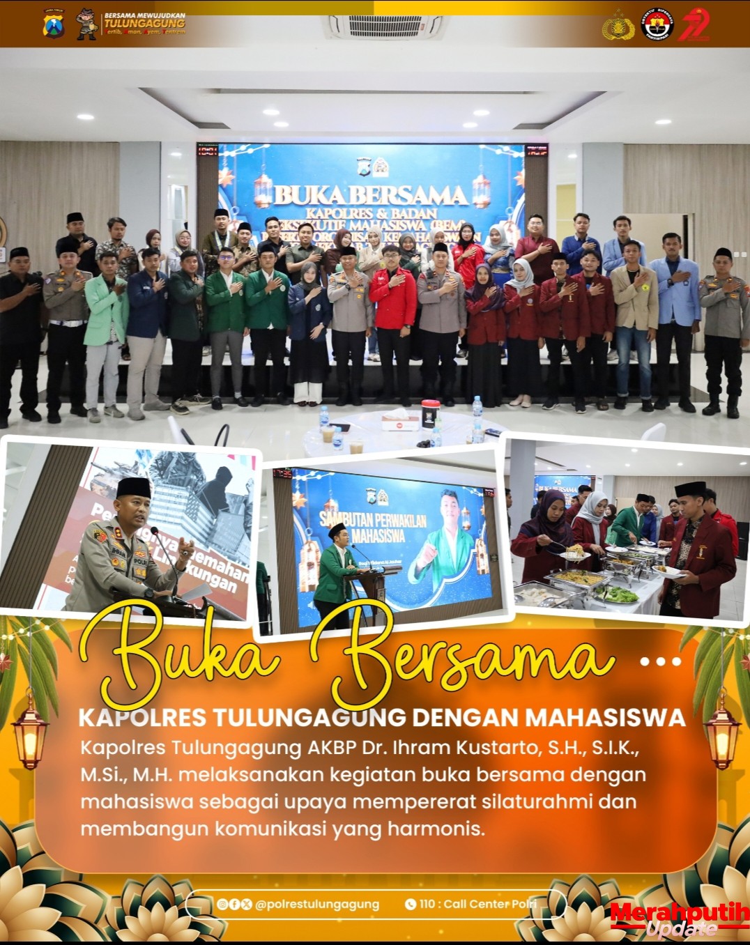 Pererat Sinergi, Kapolres Tulungagung Gelar Buka Bersama BEM Se-Kabupaten
